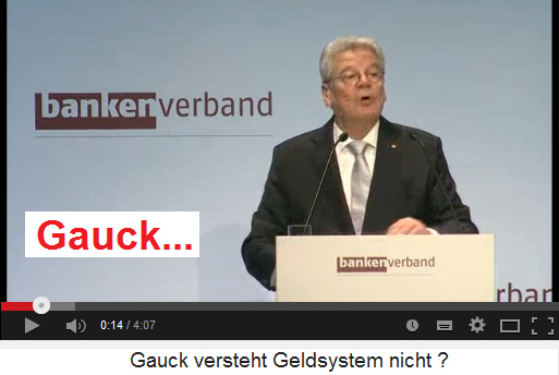 Kriegstreiber Gauck
                          vor dem Deutschen Bankenverband, 12. April
                          2014 ca.
