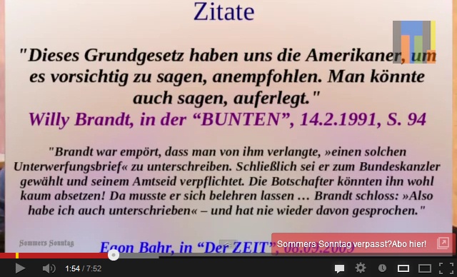Brandt-Zitat: Das
                        Grundgesetz wurde der Bundesrepublik auferlegt