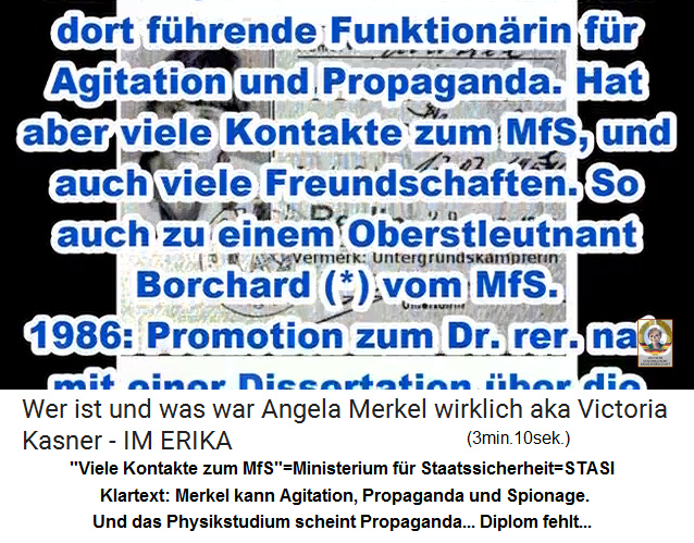 Angela Merkel pflegte viele Kontakte zur
                    STASI (MFS, Ministerium f�r Staatssicherheit)