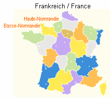Karte mit der Position
                                    der Normandie: Haute-Normandie und
                                    Basse-Normandie