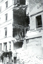 Le Havre, Bombenschaden an der Rue du
                              Mar�chal Galli�ni Nr. 60, aufgerissene
                              Fassade, 23.8.1941