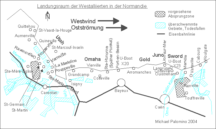 Karte der Landung der Alliierten in
                              der Normandie 6.6.1944