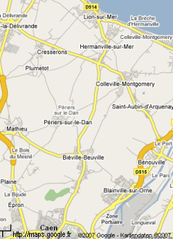 Karte Caen - Bi�ville -
                            P�riers-sur-le-Dan