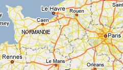 Karte mit
                  Normandie, Paris und Le-Mans