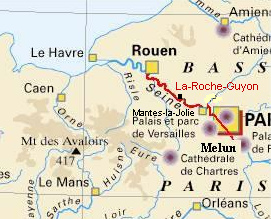 Karte Paris -
                            La-Roche-Guyon - Rouen - Le Havre