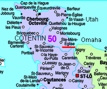 Karte mit Positionen von
                                Cotentin und Sainte-M�re-�glise
