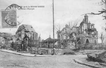 Montdidier bei Amiens
(Picardie), Sparkasse in Ruinen 1919 Montdidier bei Amiens (Picardie), Sparkasse
in Ruinen 1919