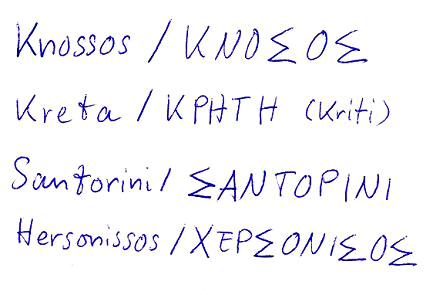 Namen in griechischer Schrift