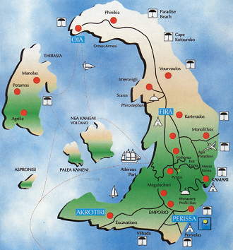 Santorini Karte, map, carte, carta,
                                mapa