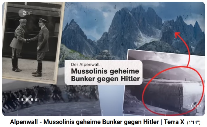 WO sind die Mussolini-Bunker am 28.9.2024: In
Südtirol mit dem "Alpenwall" ("Vallo
Alpino") - 441 Bunker wurden fertiggestellt -
Video (22min.) WO sind die Mussolini-Bunker am
28.9.2024: In Südtirol mit dem "Alpenwall"
("Vallo Alpino") - 441 Bunker wurden
fertiggestellt - Video (22min.)