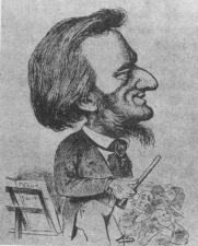 Anti-Semite Richard Wagner, profile,
                              cartoon of an orchestra dictator