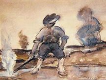 Hitler watercolor: man with smoking
                              stick, in 1910 appr.