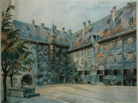 Hitler watercolor, court of the old
                              residence in Munich, 1914
