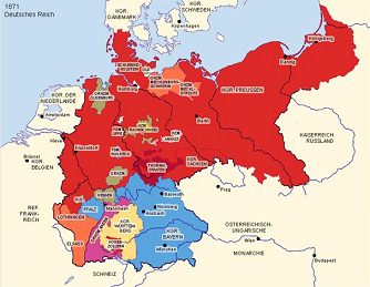 Bismarck's Germany of 1871, map
                                  of "Second German Empire".
                                  Austria was not part of it.
