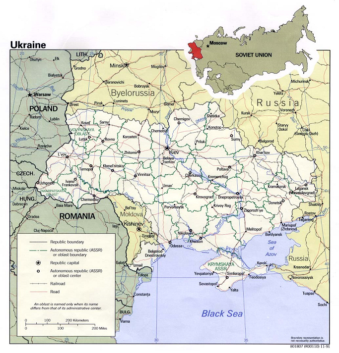 Karte der
                  Ukraine mit Stdten und Verkehrswegen