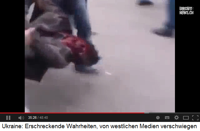 Demonstration in Kiew, der Kopf des
                      Schwerverletzten ist nur noch Blut