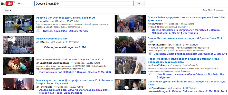 Suchresultate auf YouTube für den
Begriff Odessa 2. Mai 2014 auf Russisch
- Suchresultate auf YouTube für den
Begriff Odessa 2. Mai 2014 auf Russisch
- Одесса 2 мая 2014 Suchresultate auf YouTube für den
Begriff Odessa 2. Mai 2014 auf Russisch
- Suchresultate auf YouTube für den
Begriff Odessa 2. Mai 2014 auf Russisch
- Одесса 2 мая 2014