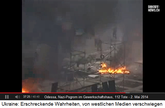 Pogrom von Odessa vom 2.5.2014 vor dem
Gewerkschaftshaus: Zelte brennen vor dem
Gewerkschaftshaus, Zoom Pogrom
von Odessa vom 2.5.2014 vor dem Gewerkschaftshaus:
Zelte brennen vor dem Gewerkschaftshaus, Zoom
