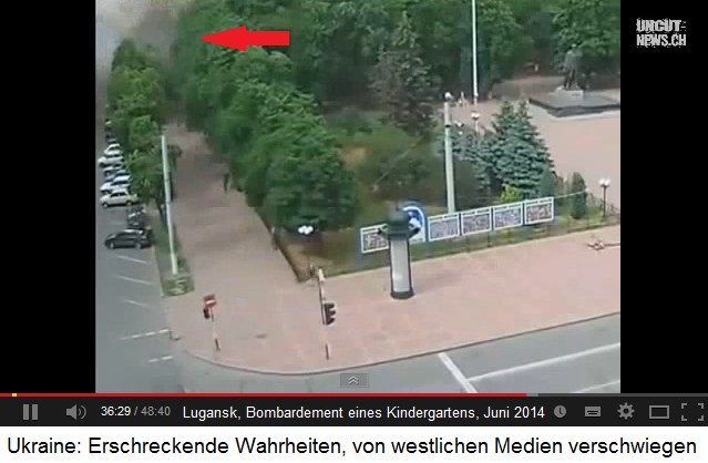 Lugansk, Bombardement
                    eines Kindergartens durch die kriminelle Nazi-Armee
                    der Nazi-Ukraine