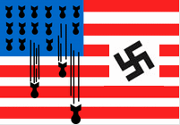 Nazi-Fahne der "USA" mit Bomben
                        und Hakenkreuz