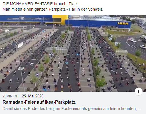 Schweiz
                                    25.Mai 2022: Ramadan mit Coronawahn
                                    in der Schweiz: Social Distancing
                                    auf einem grossen Parkplatz von
                                    Ikea
