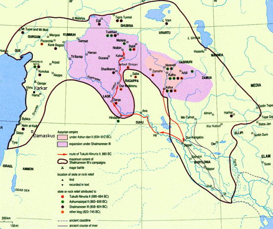 Karte: Assyrien unter Salmanassar III