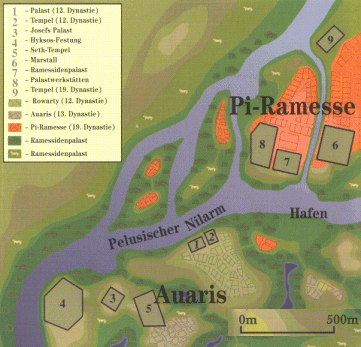 Map of Avaris and Pi-Ramesse on
Nile river Map of Avaris and Pi-Ramesse on Nile
river
