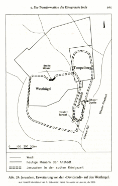 Mapa de Jerusaln con la ciudad
                                  de David, con la fuente de Gijn, y
                                  con el tnel de Ezequas.