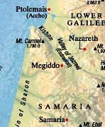 Mapa con el río Kishón con el valle de
Jezreel y con el cerro Carmel Mapa con el río Kishón
con el valle de Jezreel y con el cerro Carmel