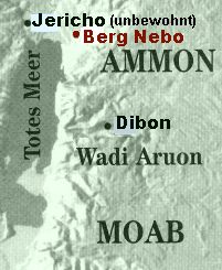 Mapa con el cerro Nebo, con Dibn y con Jeric lo
              que est inhabitado durante el tiempo del Moiss
              inventado