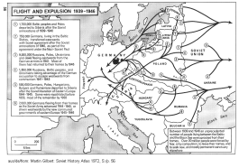 Carte de Martin Gilbert sur les dportations et des
                mouvements d'exodes en Europe de l'est 1939-1945