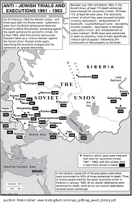 Martin Gilbert:
                            Carte de l'Union Sovitique sur les
                            procs-spectacles contre des juifs
                            1961-1963
