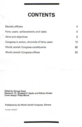 Garai (diteur): WJC - 40 Years in Action
                          (40 annes en action), contenu avec
                          l'indication de Garai
