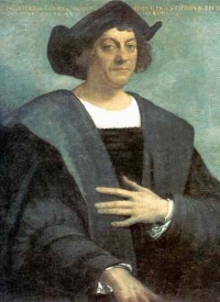 Kolumbus, Portrait [37] - er sollte Gold
                  rauben, seine Leute fanden aber kaum was, und so
                  brachte er nur ein paar Ureinwohner als Sklaven mit,
                  die dann in Europa die Syphilis verbreiteten