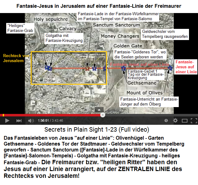 Die Jesus-Linie
                        entspricht der zentralen Linie des Rechtecks von
                        Jerusalem - alles scheint von den Freimaurern
                        erfunden und gelogen, die sich frher
                        "Ordensritter" nannten