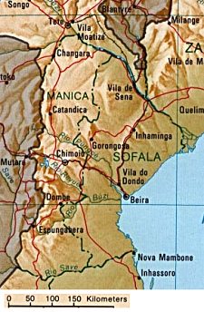 Karte mit der Provinz
                            Sofala in Mosambik