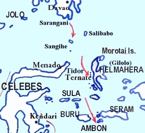 Karte: Molukken Bandainseln Banda
                            Ternate Tidore Ambon