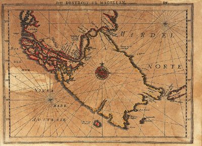 Strait of Magellan at the southern end
                            of South "America" between today's
                            Chile and Argentina