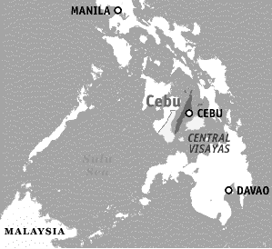 Map with the
                    position of Cebu Island
