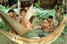 Natives in Brazil in hammocks
