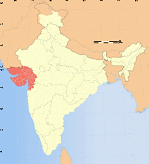 Karte von Indien mit dem Sultanat
                              Gujerat / Gujarat