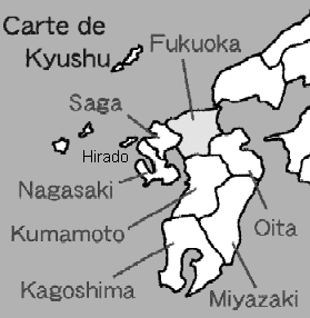 Karte
                            mit der Insel Hirado beim Staat Nagasaki