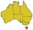 Karte von Australien mit der Position
                              von Tasmanien