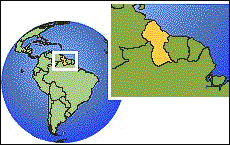 Karte mit der Position von Guyana
                              innerhalb von Sd-"Amerika"