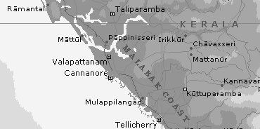 Karte: Stadt
                    Cannanore an der Malabarkste, Indien