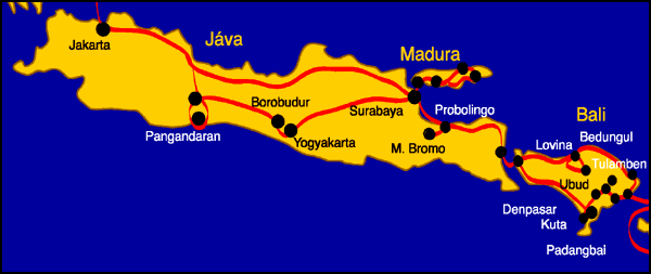 Karte mit der
                    Position der Insel Madura neben der Insel Java,
                    heute Indonesien