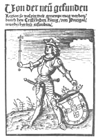 Vespucci: Mundus Novus : cover with
a king in a knight's armor. German
translation of 1505 Vespucci: Mundus Novus : cover with a
king in a knight's armor. German
translation of 1505