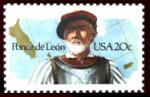 Ponc / Ponce de Leon / Len,
                            spanischer Kolonialist, auf Briefmarke der
                            "USA"