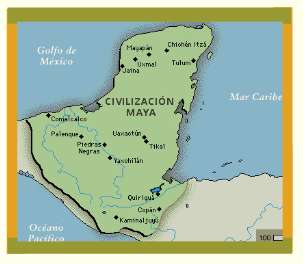 Karte mit der Kultur der
                          Mayas auf der Halbinsel Yucatn