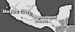 The position of
the volcano Popocatepetl in Mexico The position of the volcano
Popocatepetl in Mexico